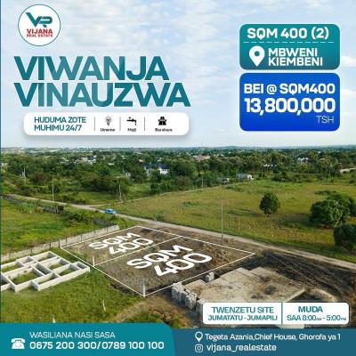 Plots for sale at Mbweni, Dar Es Salaam