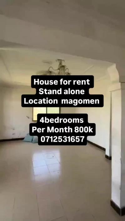 4 Bedrooms House for Rent at Magomeni, Dar Es Salaam