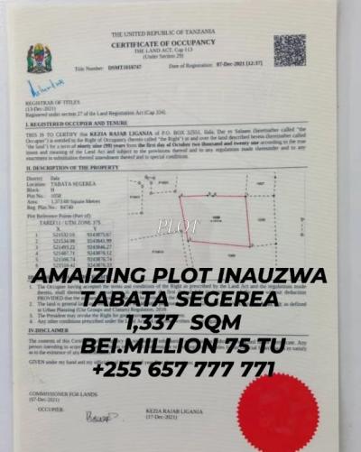 Plot for sale at Tabata, Dar Es Salaam