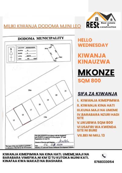 Kiwanja kinauzwa Mkonze, Dodoma