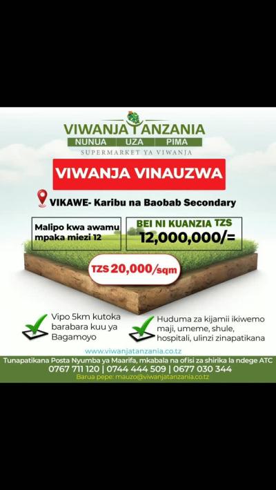 Plots for sale at Bagamoyo, Mbeya