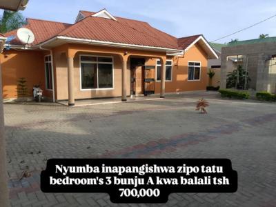 Nyumba/Apartment ya vyumba vitatu inapangishwa Bunju, Dar Es Salaam