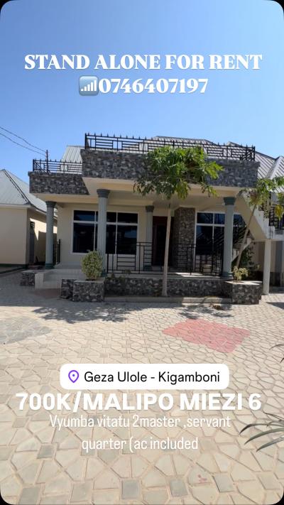 Nyumba/Apartment ya vyumba vitatu inapangishwa Kigamboni, Dar Es Salaam