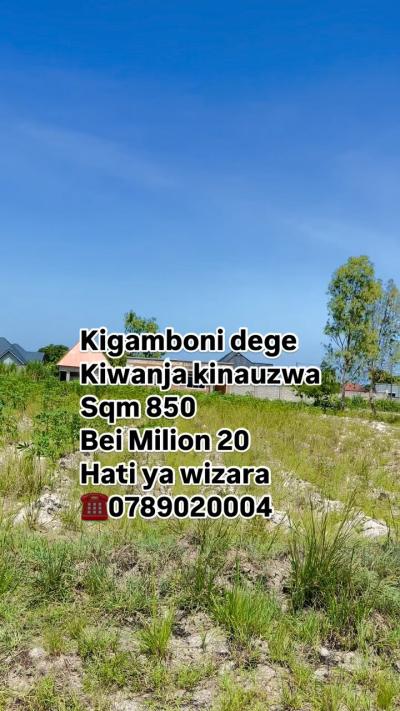 Kiwanja kinauzwa Kigamboni, Dar Es Salaam