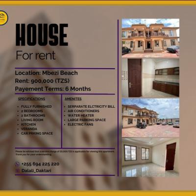 2 Bedrooms House/Apartment for Rent at Mbezi, Dar Es Salaam